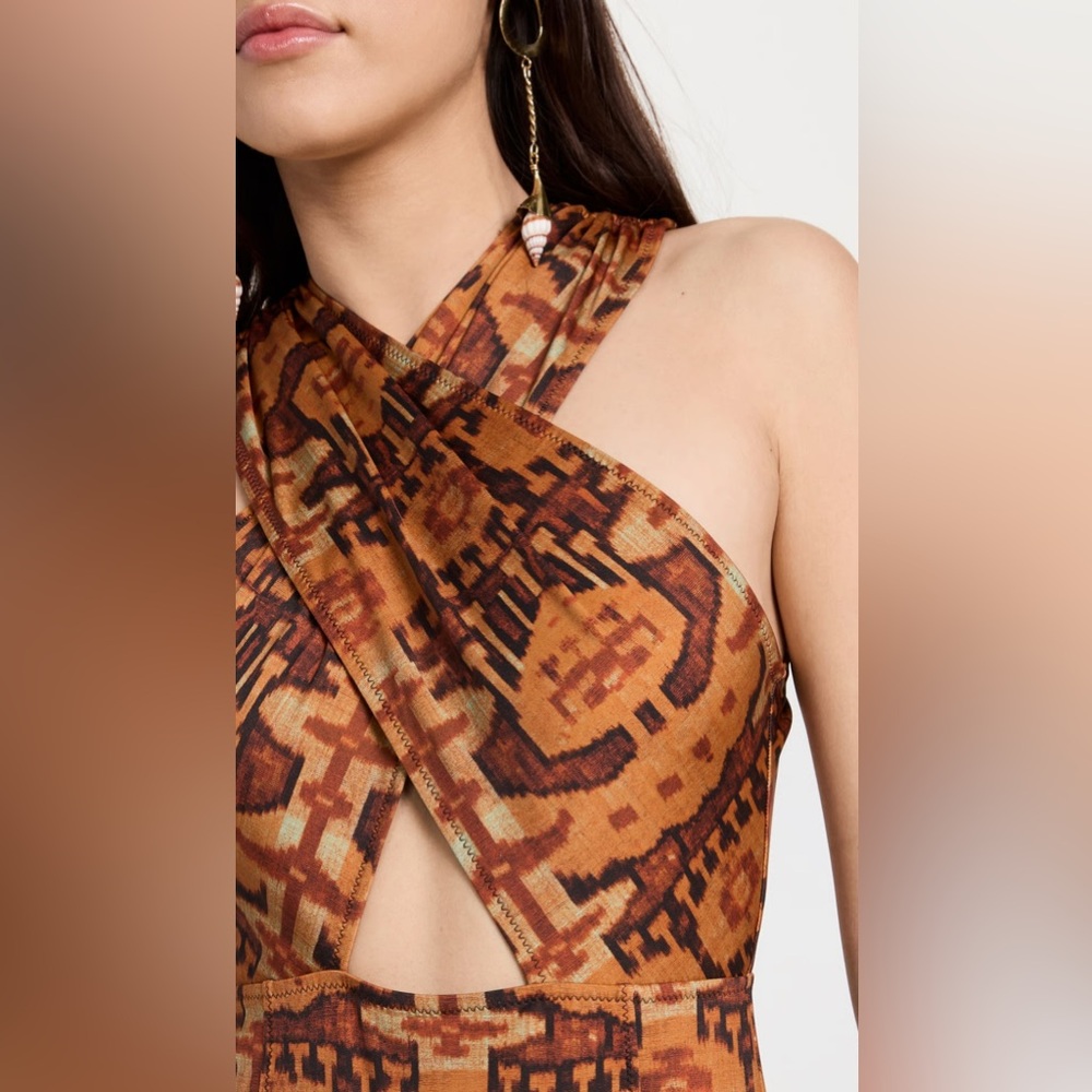 Ulla Johnson Brown Patterned One Piece Swimsuit - image 3